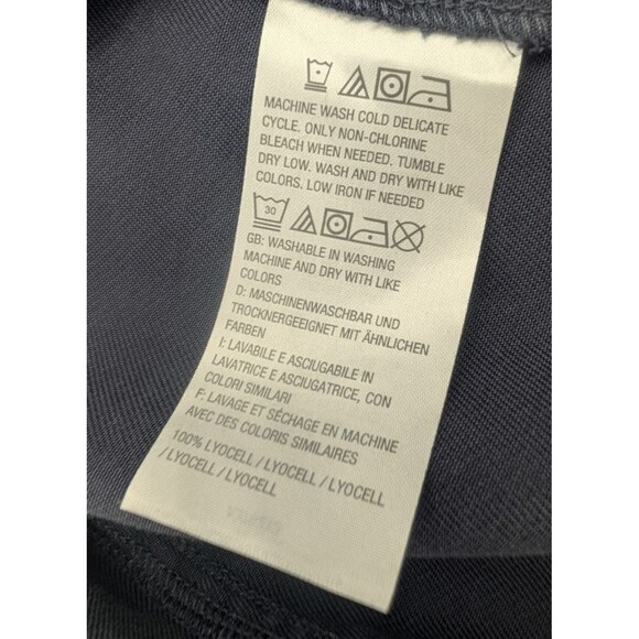 Laurie Felt Navy Blue Floral Trim Belted Button Up Collared Jacket Size S/M - Picture 9 of 10